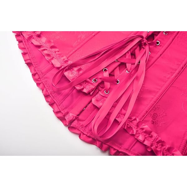 XJ-Korsett Toppar för Kvinnor, Bustier Shapewear Lingerie, Spets Midja Push Up Bodysuit Rosröd