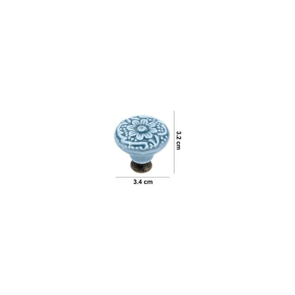 8 Green Floral Ceramic Cabinet Door Knobs, Solid Wood Furniture Wardrobe Handles, Single Hole Drawer Pulls