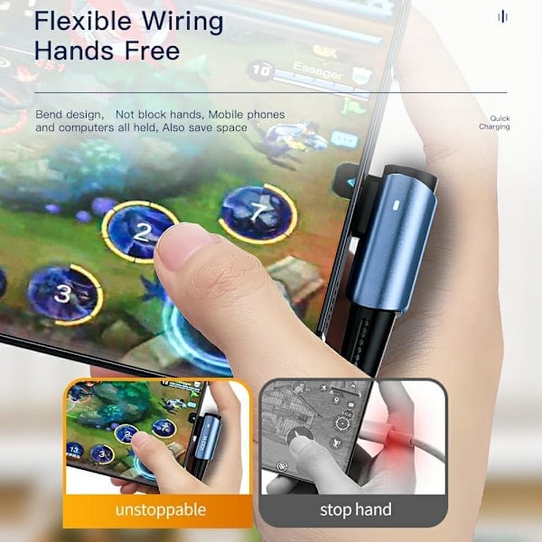 ESSAGER 2m 60W PD USB-C - USB-C Vinklet Ladekabel Svart