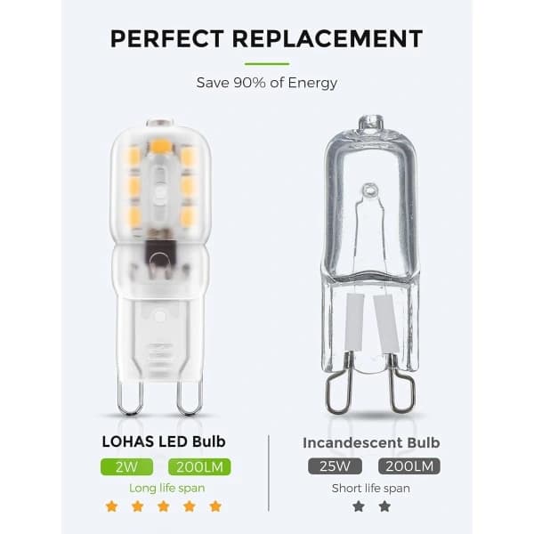 10-pack 3W G9 3000K LED-lampa, motsvarande 25W halogenlampa - Varmvit