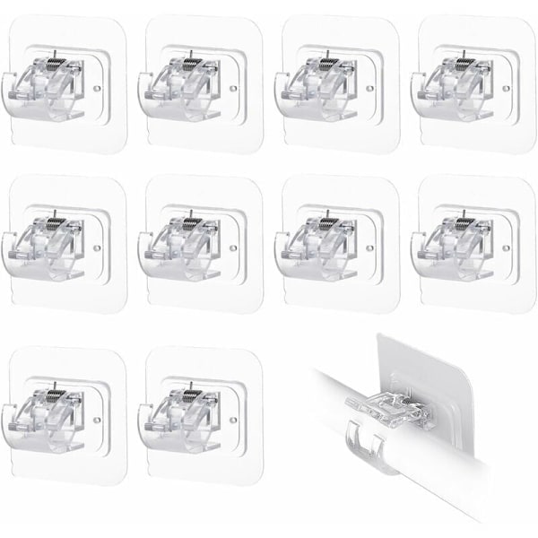 10-pack Transparenta Gardinstångshållare, Självhäftande Utan Hål, Gardinstångsfästen för Att Fixera Gardinstänger
