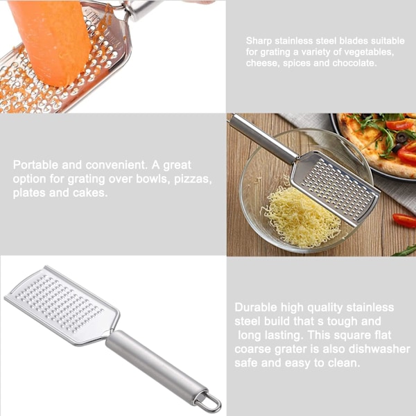 XJ-Rustfrit Stål Holdbar Plan Zester Rivejern, 1 Pakke, 23.5cm, Perfekt til Rivning, Hvidløg, Citron og Lime, med Hængehul (1 Pakke)