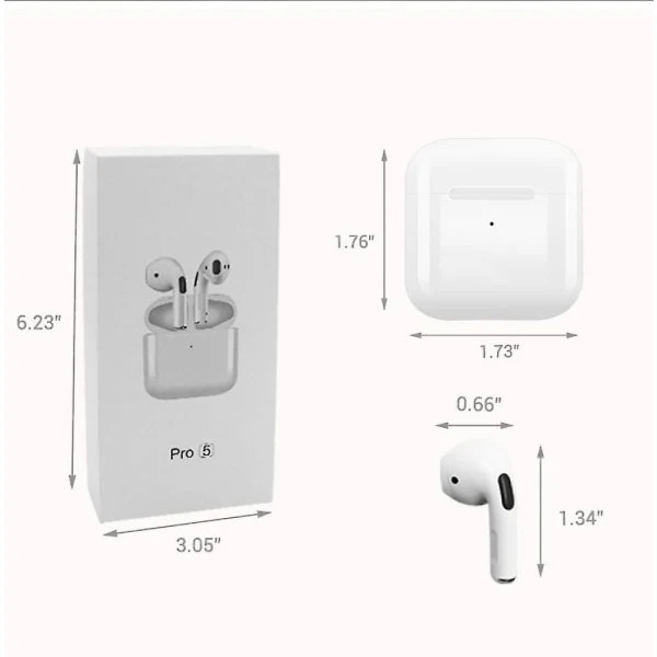 Pro 5 iPhone- og Android-kompatible Bluetooth-hovedtelefoner, trådløse Bluetooth-hovedtelefoner, lette at bære, hvide Pro 5
