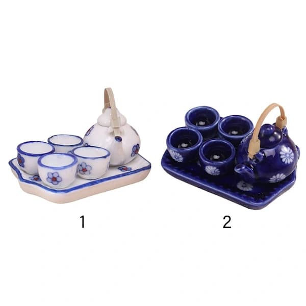 1 Set Miniatyrset Porslin Dryckesvaror 2 2 2