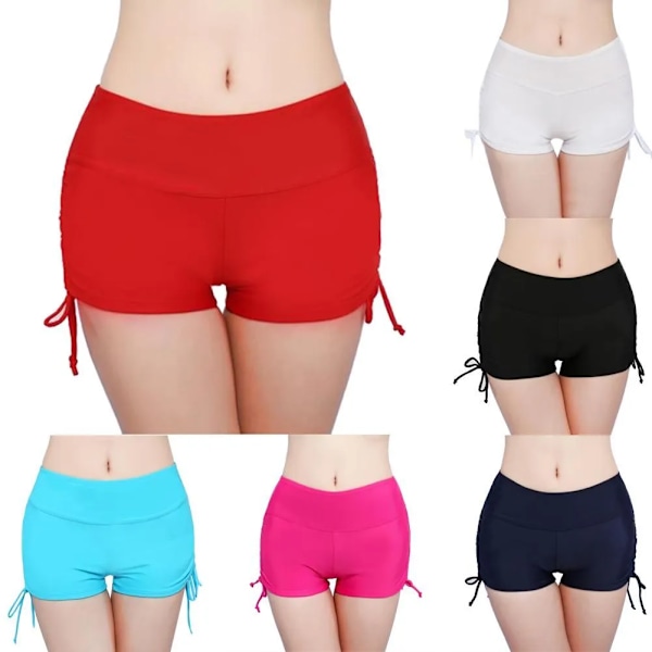 Sommer Strand Dame Ensfarget Bikini Underdel Sideplissert Bandasje Badeshorts