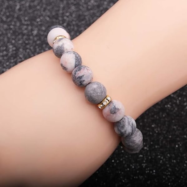 XJ-Läkande armband ångest kristallarmband chakra pärlarmband rosenkvartskristaller och läkande stenar armband lugnande tråd stretch armband