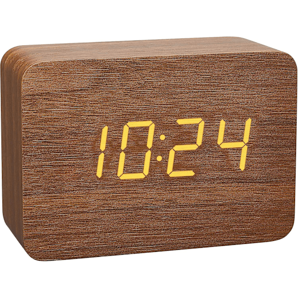Tfa Dostmann Design Radiostyrd väckarklocka i träimitation Clocco, 60.2549.08, Plast, Brun/orange[C]