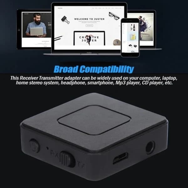 Bluetooth 5.0 mottaker sender trådløs lydadapter 3.5mm