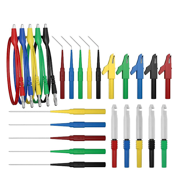 XJ-Digital Multimeter Testledningskit Alligatorklämma Till 4mm Banankontakt Med Testprob Backprober Kit