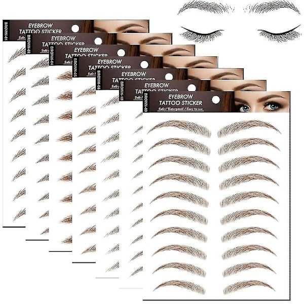 Brown Natural Eyebrow Tattoo Stickers Waterproof 10pcs