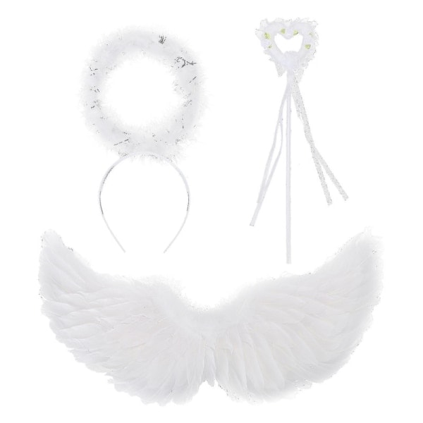 1 Set Ängelvingar Kostym - Halloween och Cosplay Fjäder-vingar Halo för Vuxna och Barn Festtillbehör Dekorera Bröllopsdekoration [DmS]