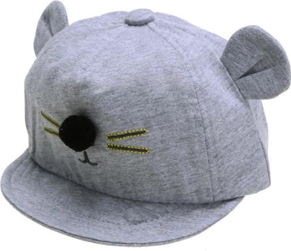 Söt babyhatt - Grå - Kattöron - Kattdesign - mössa