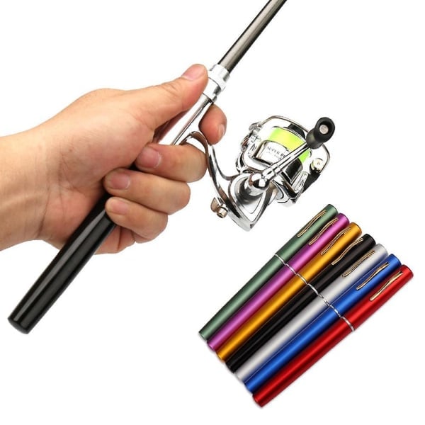 1M / 1,4M ficka Hopfällbart fiskespö Rulle Combo Mini Pen Fiske Spö Kit Teleskopfiske lila 1M