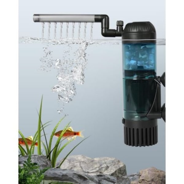 Akvariefilter, multifunksjonelt akvariefilter, justerbart USB 1W akvariefilter for akvarium 45-60 cm