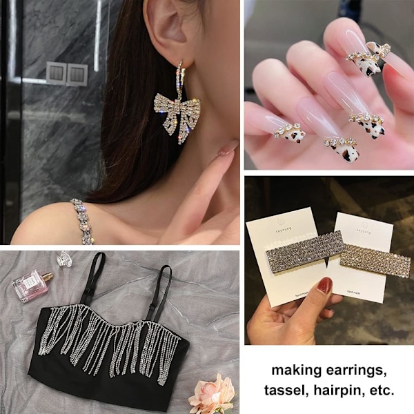 XJ-1 rulle 10m 3mm krystal rhinestone tæt kæde trim, smykker guld diamant kæde trimning, guld base klar rhinestone krystal tæt kæde trim (guld)