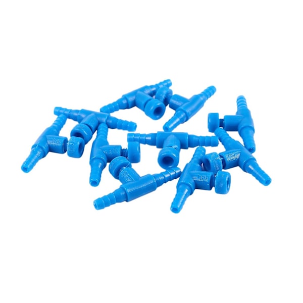 XJ-30 stk. Plastik Akvarie Luftventiler: 10 stk. Akvarie Fisketank 2-vejs Luftpumpe Kontrolventiler, Blå &