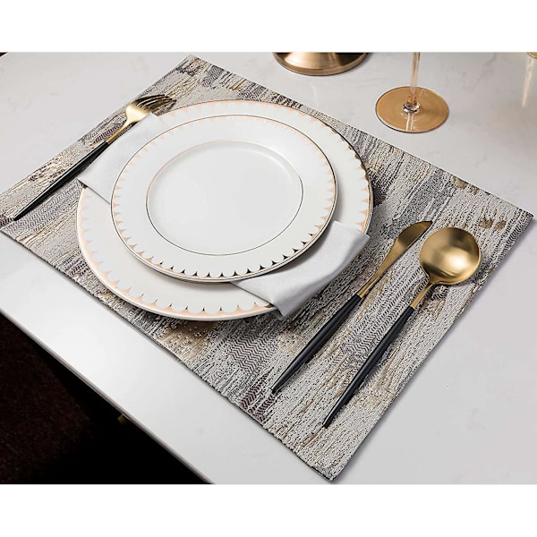 Bordbrikker i stoff til spisebord, vevd design, brikker B