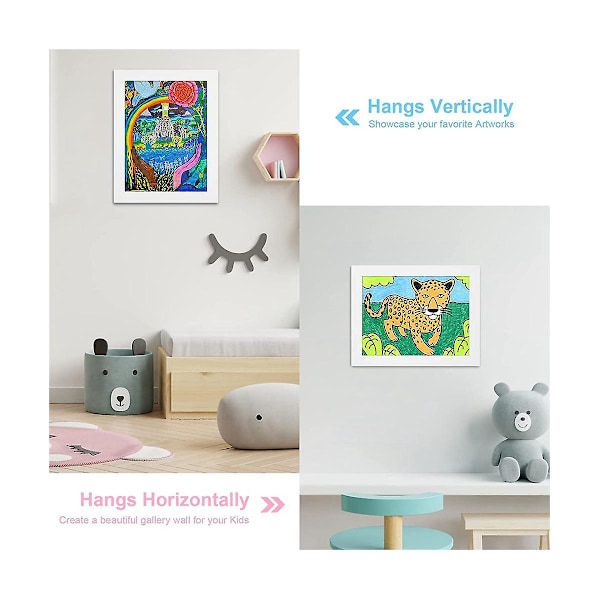 Børnekunstraammer, Børnekunstrammer med frontåbning, der kan udskiftes, Kunstværksdisplay-opbevaringsramme til A4