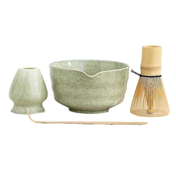 Matcha sæt, japansk tesæt inklusive Matcha-skål med tud, Matcha-holder, Bambus Matcha-piskeris og Bambus-ske Fotofarve