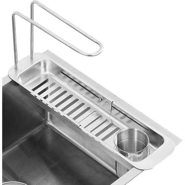 Rostfritt diskställ, diskställ över diskho, utdragbart svampställ, köksvask