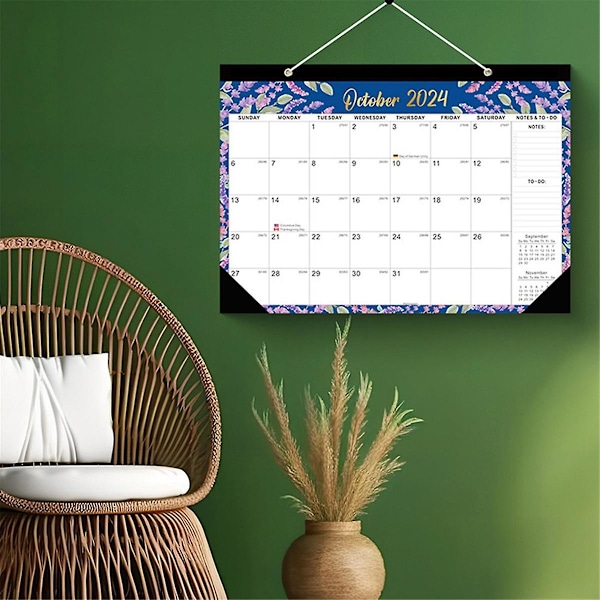 XJ-Väggplanerare 2024-2025 43x30 cm Väggkalender Skrivbordskalender, 18 Månaders Skrivbords-/Väggkalender Combo