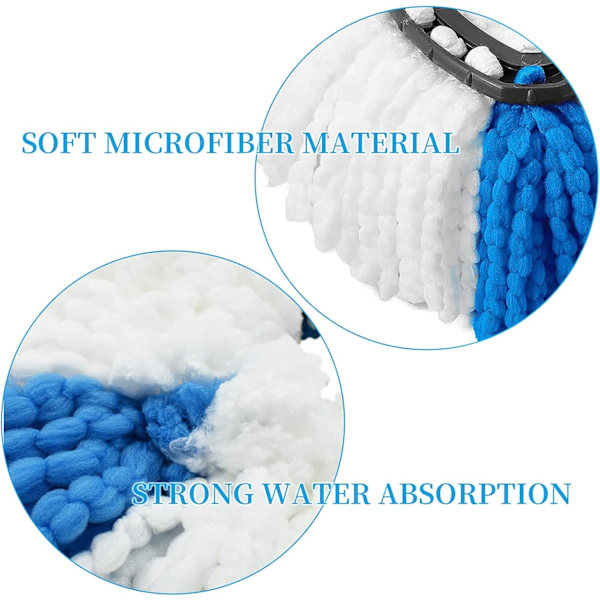 XJ-Mopphuvuden Kompatibla med Vileda 2-i-1 Turbo Mop, Ersättningshuvud, Mikrofiber (Blå, 3-pack)