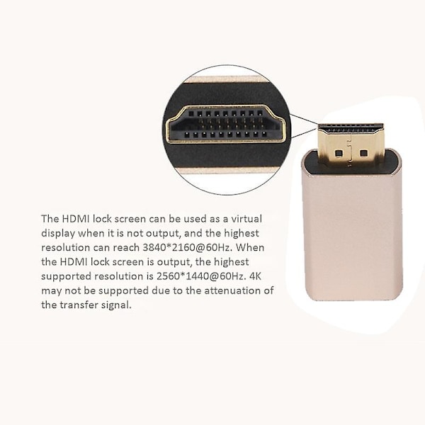 XJ-Lock Skjerm Signalholder Kvm Hdmi2.0 Virtuell Adapter Edid Ddc Dummy Plugg For Skjermemulator Opp