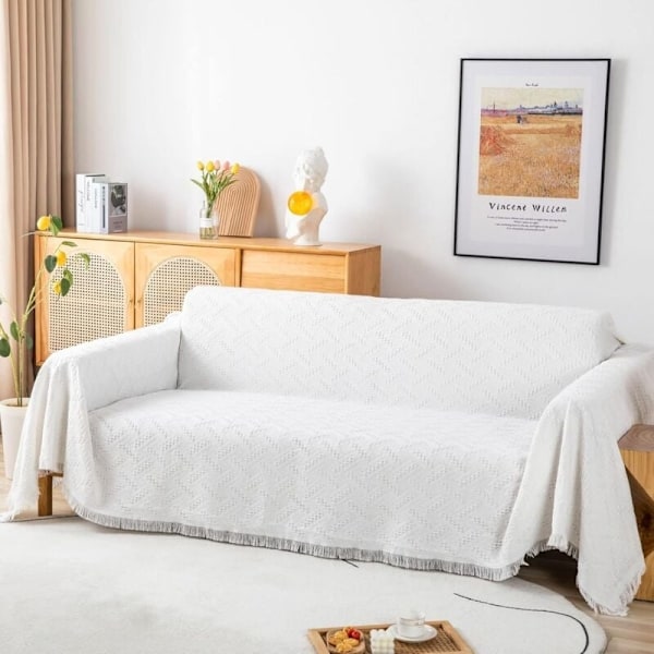 Multifunctional Sofa Towel Bedspread Large Size Sofa Cover 3 Seater 180X230cm White