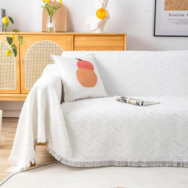 Multifunctional Sofa Towel Bedspread Large Size Sofa Cover 3 Seater 180X230cm White