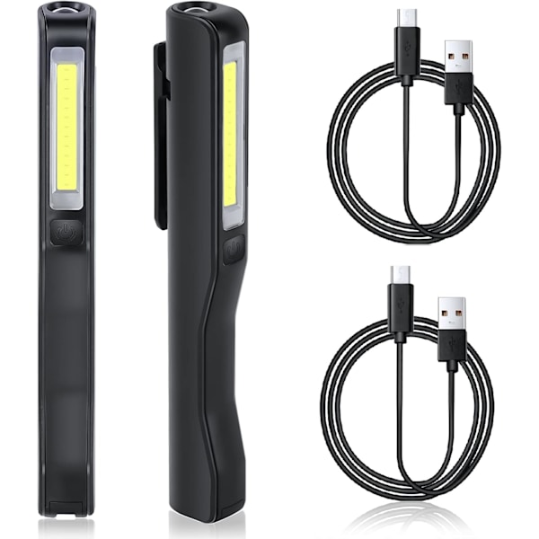 XJ-LED-lommelykt Inspeksjonslampe, 2 stk Oppladbare Arbeidslamper, 3W LED
