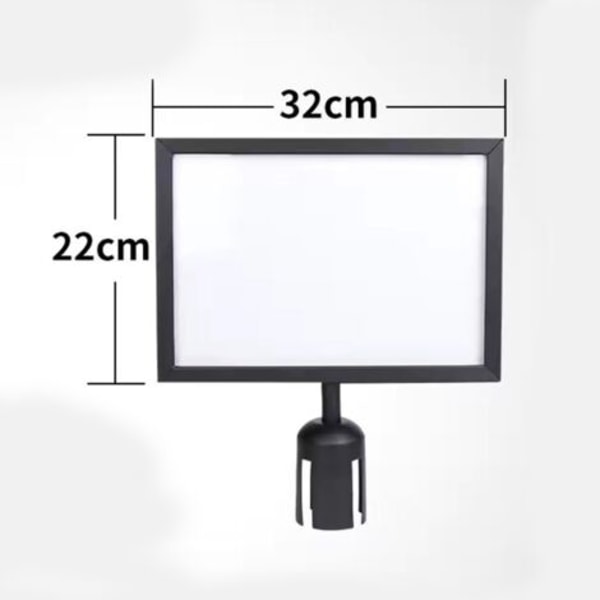 A4 skilt til standere med bånd, liggende format, sort, A4 liggende