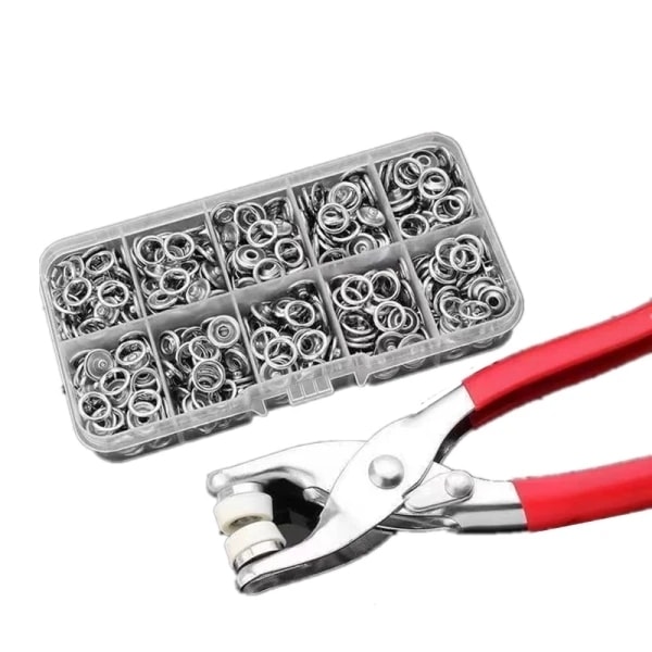 XJ-Tang med trykknapper 100 stk 9,5 mm Sølv