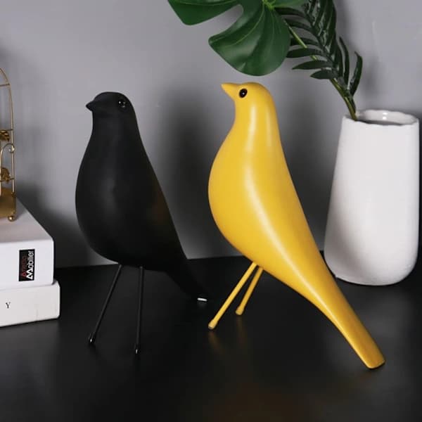 Fugleskulptur Håndverk Fuglehusdekorasjon HVIT hvit