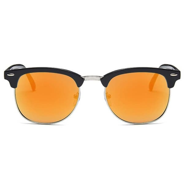 XJ-Svarta Clubmaster Solglasögon Rött Spegelglas