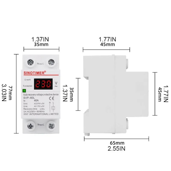 Grossist 230V AC 40A LED-display Din-skena Automatisk återställning Över- och underspänningsrelä Skyddsanordning Överspänningsskydd Grossist