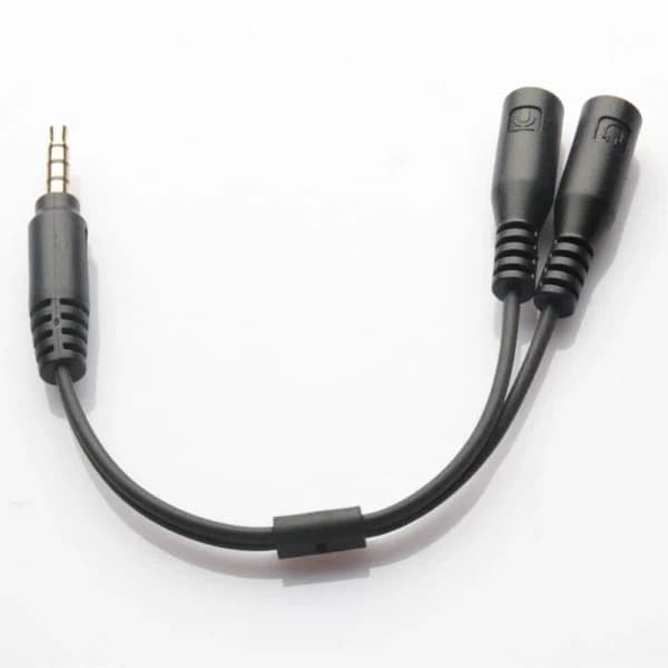 3,5 mm stereo lyd hanstik og mikrofon splitter adapter sort