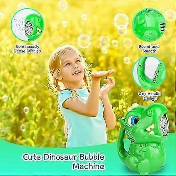 Automatisk boblemaskin, portabel dinosaurie bobleblåser med boblevæske, 3000+ bobler/min, perfekt for barns bursdagsgave
