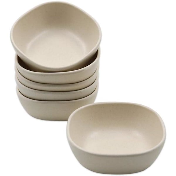 XJ-Sett med 6 små stablebare dessertskåler - 130ml - Knusesikre fat for tilbehør, krydder, snacks, forrett Beige
