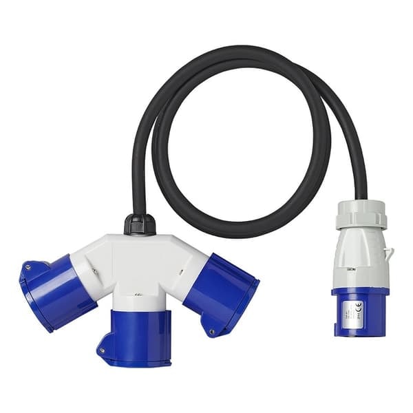 XJ-CEE 3-vejs splitter 16A 150cm 3x2,5mm²