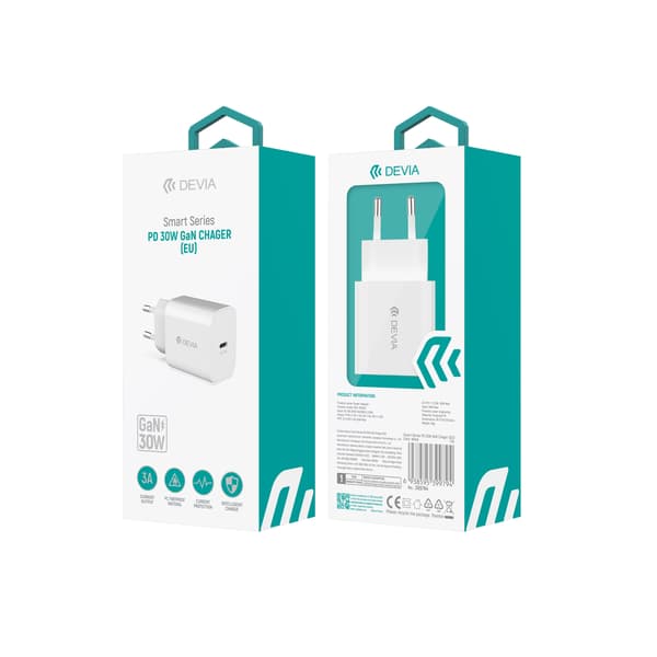 Devia vægoplader Smart PD GaN 30W 1x USB-C hvid