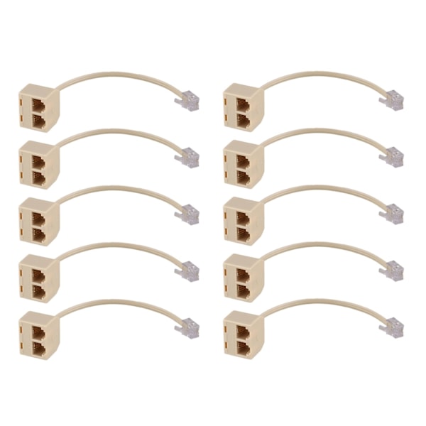XJ-10x Rj11 6p4c 2-vejs Udgang Telefonstik Linjesplitter Adapter Beige