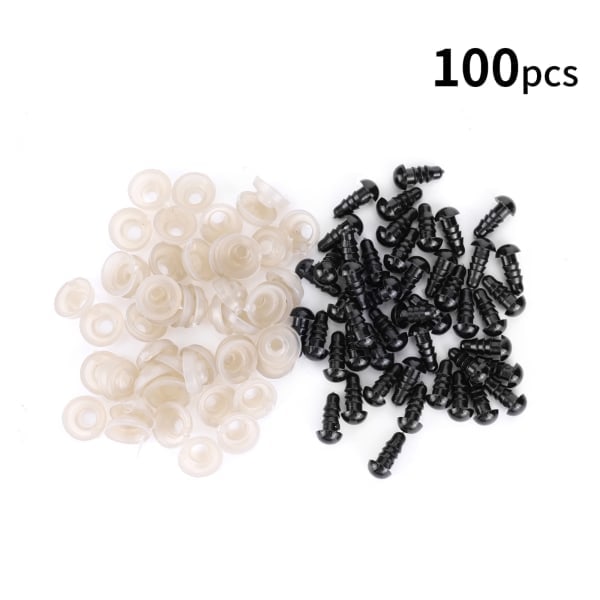 100 kpl 6 mm DIY-muoviset turvasilmät ja aluslevyt nukeille, leluille, askarteluun 6mm