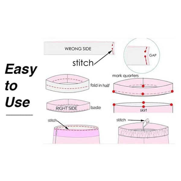 XJ-Vit Syresår 40m 20mm Stickad Elastisk Spole Kraftig Stretch Hög Elasticitet Band Material