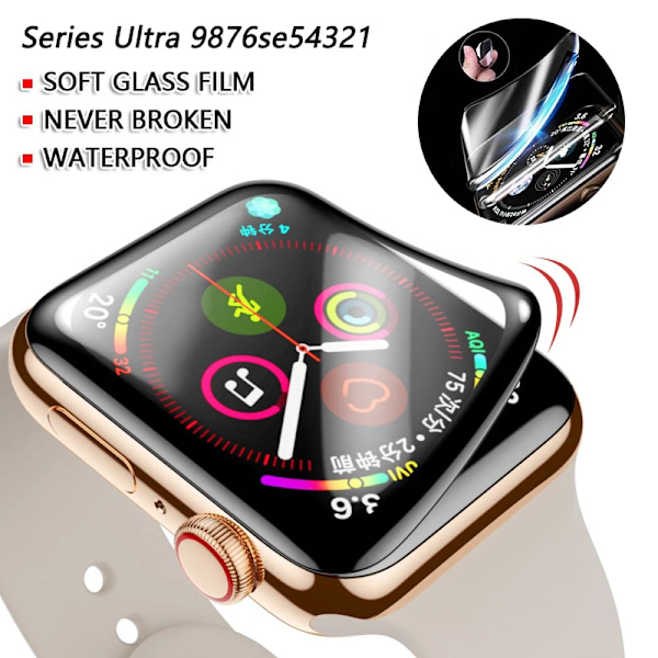 9D Böjt Mjukt Härdat Glas för Apple Watch Ultra 9 8 7 Skärmskydd för iWatch-serien 49Mm 45Mm 41Mm 44Mm 40Mm 42Mm 38Mm 5-pack 5pcs Series 789 45mm