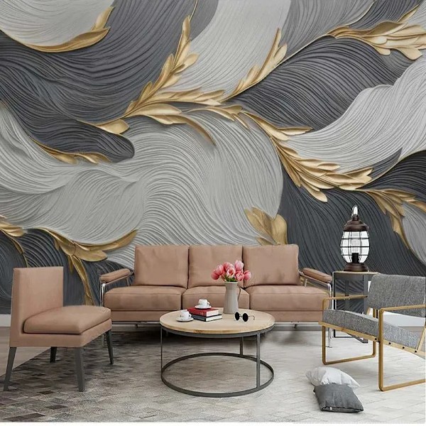 Brugerdefineret 3D Vægmaleri Kreativ Kunst Fjer Geometriske Mønstre Fototapet Stue TV Sofa Soveværelse Papel De Parede Fresco