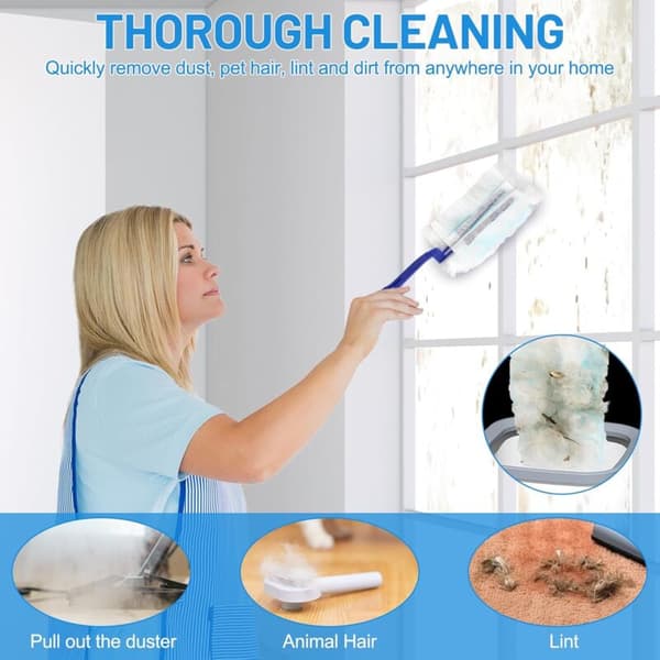 52 Refills Compatible with Swiffer Duster Kit Includes 1 Handle 1 Telescopic Pole 52 Dust Collecting Pads