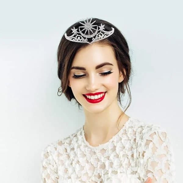 Rhinestone Brudebånd Acotar Strass Stjerne Måne Pannebånd Krystall Stjerne Tiara Brudehodeplagg for Kvinner Jenter