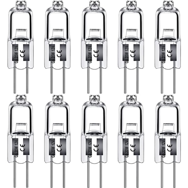 G4 halogenpærer 20W 12V - Varm hvid - 10-pak 20W 20W 20W 10 stk