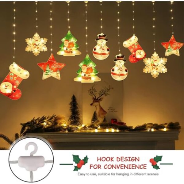 10 st Jul Fönsterlampor Inomhus, 3M 100 LED 3D Jullampor, 8 Lägen USB Jul Fönstergardin Lampor, för Inomhus eller Utomhus Hemfest