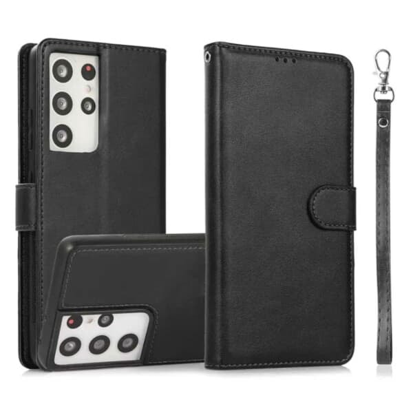 XJ-Samsung Galaxy S22 Ultra 2-i-1 Magnetiskt Plånboksfodral Svart